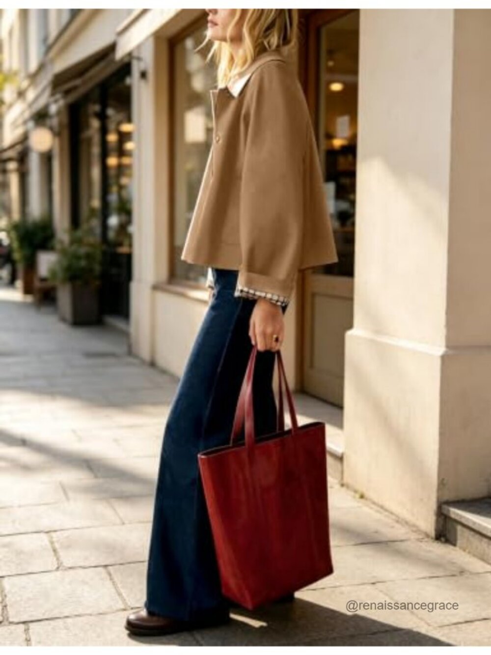 Women's Cropped Trench Coat with Plaid Lining and Button Down Front